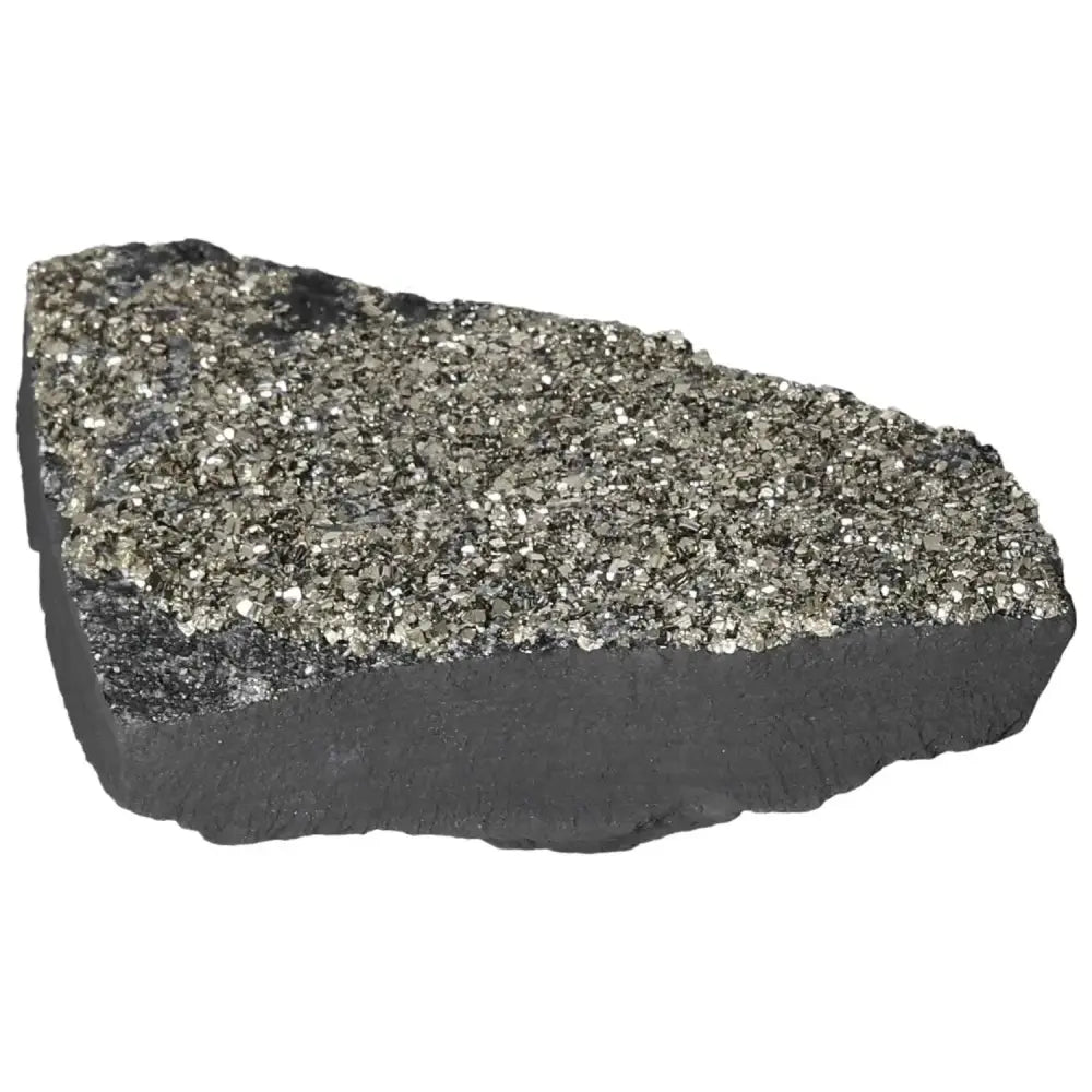 Pyrite with basalt specimen from Sylvia Crystals, showcasing shimmering minerals perfect for energy benefits and personal growth.