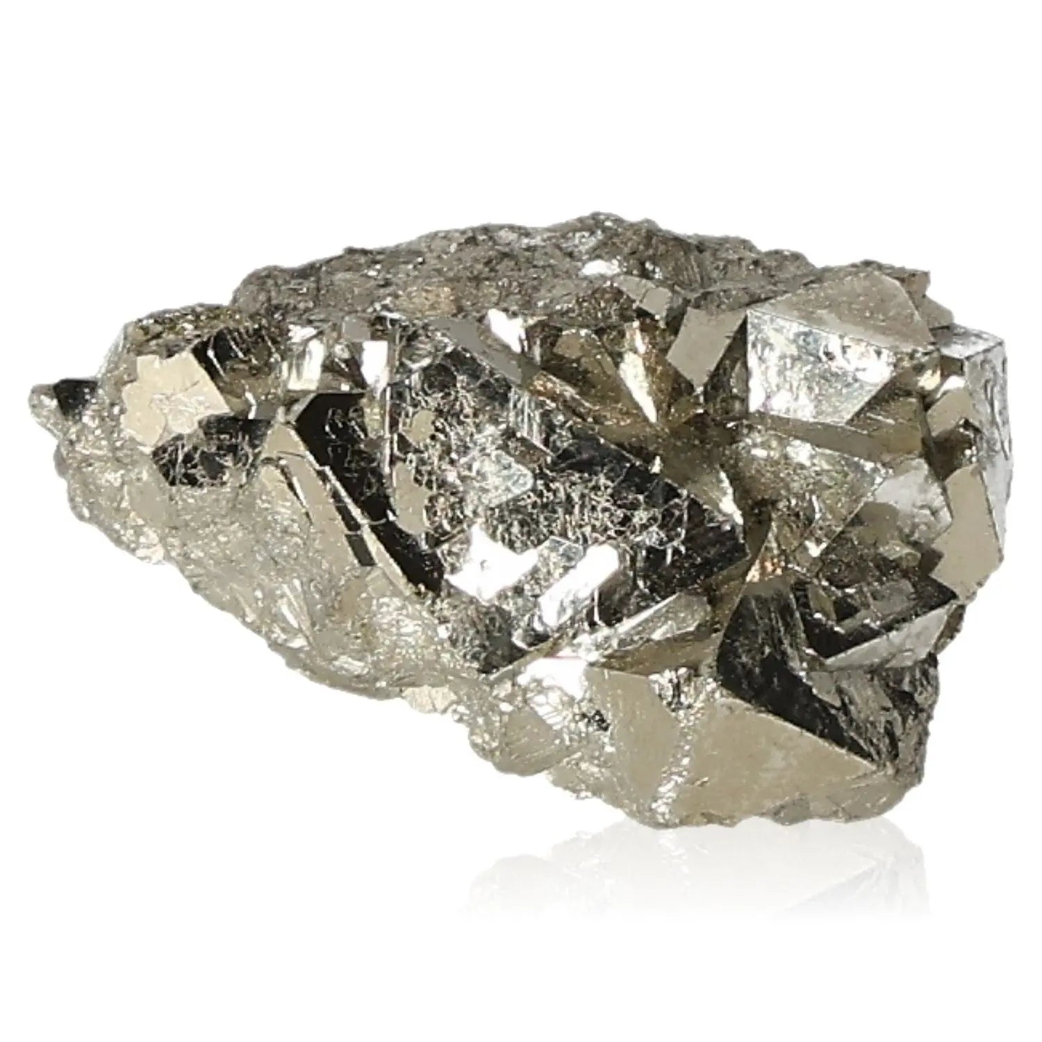 Shimmering pyrite druze showcasing metallic luster and golden hue, known for symbolizing abundance and attracting prosperity.
