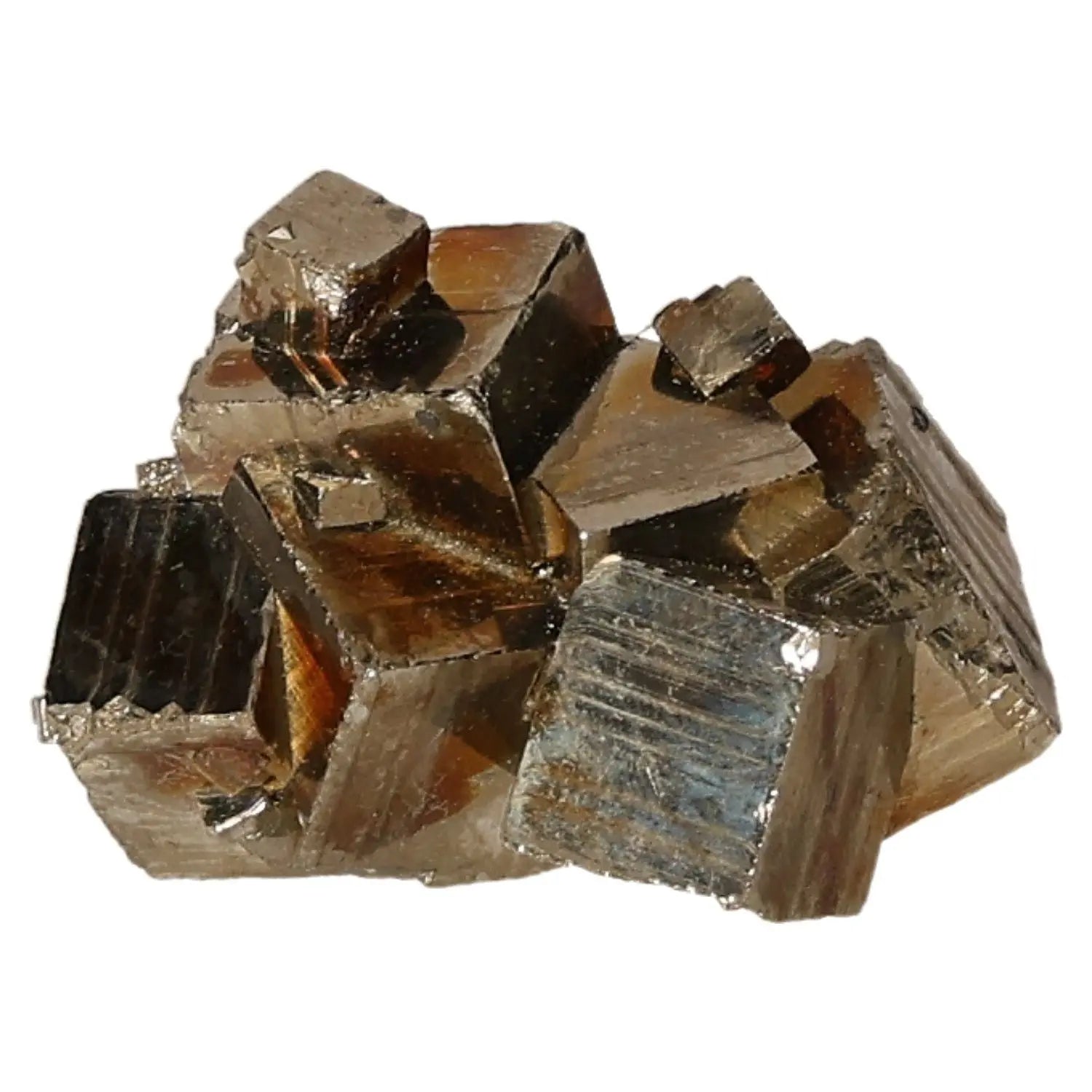 Cluster of pyrite druzes showcasing metallic luster and golden hue, symbolizing abundance and prosperity.