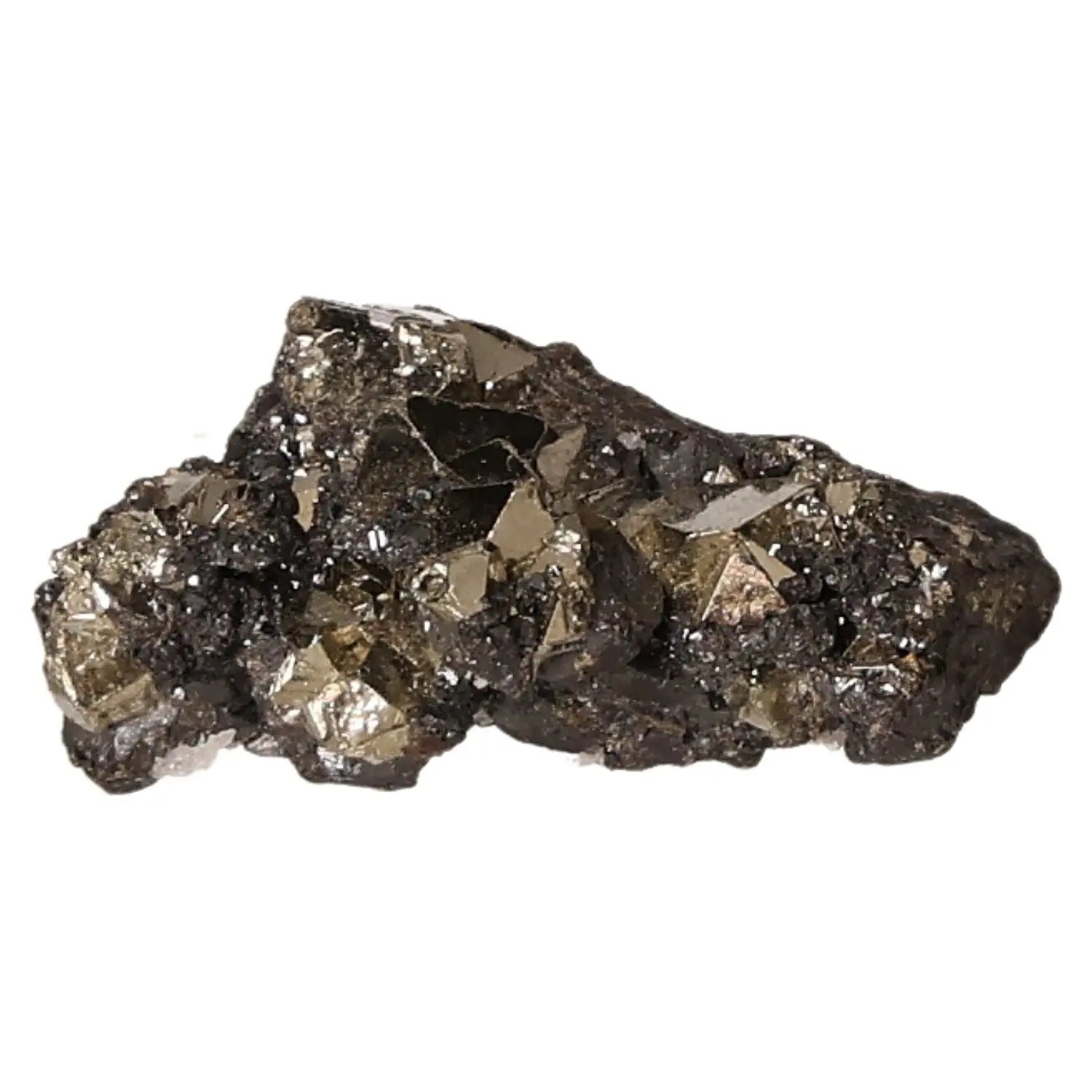 Pyrite druzy displaying radiant golden hue and metallic luster, symbolizing abundance and prosperity.