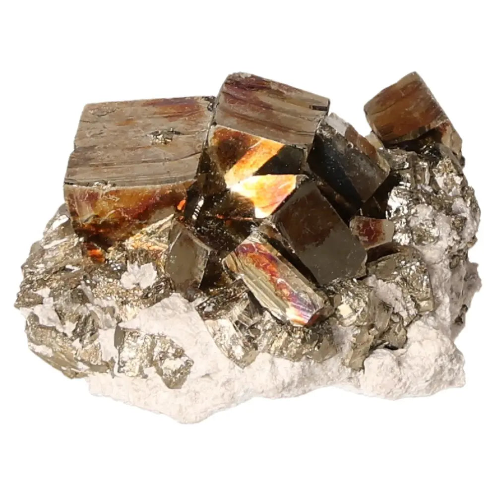 A cluster of radiant pyrite druzes showcasing a brilliant metallic luster and golden hue, resembling "Fool's Gold."
