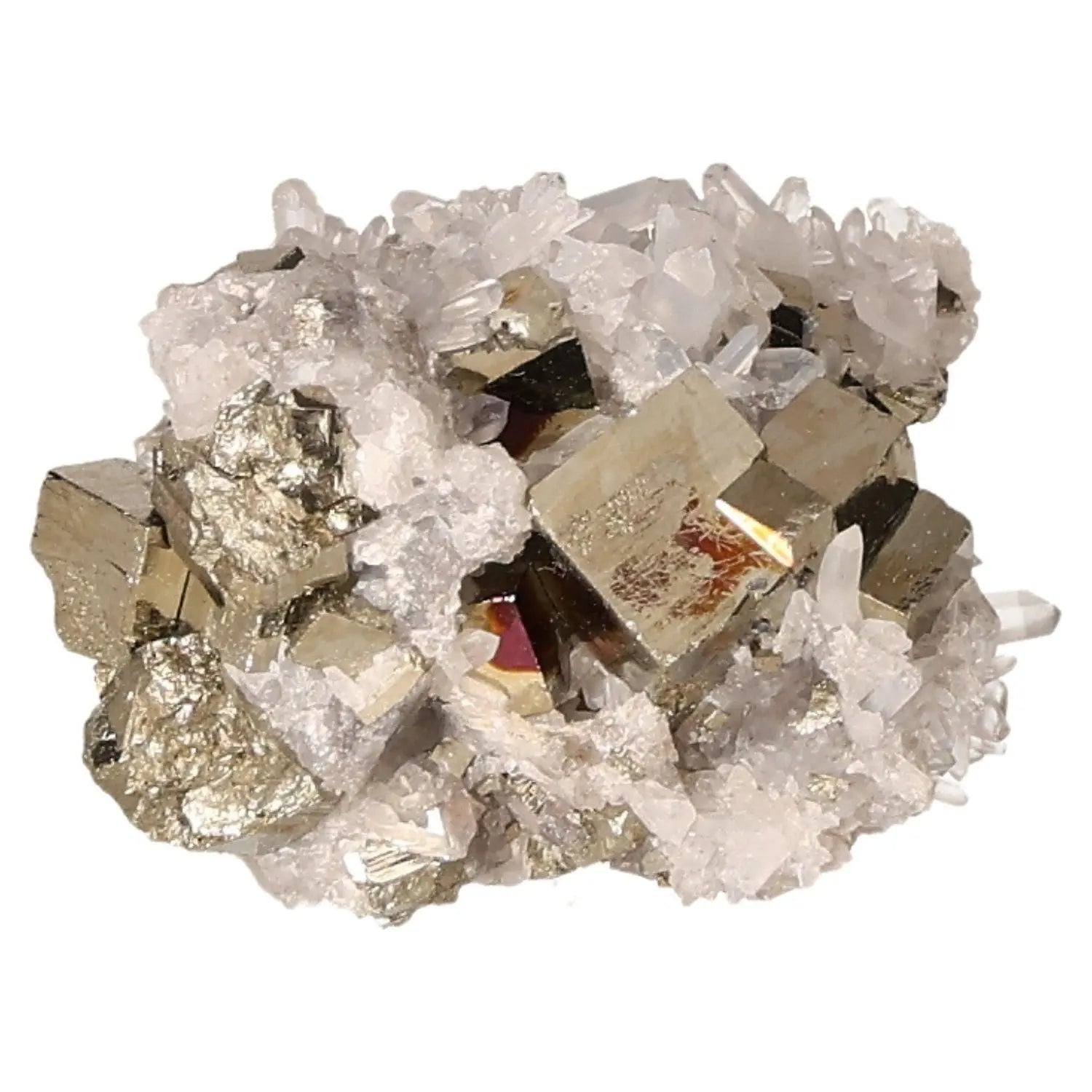 Stunning pyrite druzy cluster with metallic luster, resembling gold. Known as Fool's Gold, symbolizes prosperity and abundance.