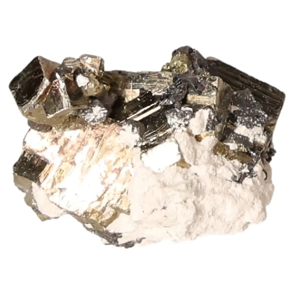 Close-up of a pyrite druze with golden hues and metallic luster, often called Fool's Gold, symbolizing abundance and prosperity.