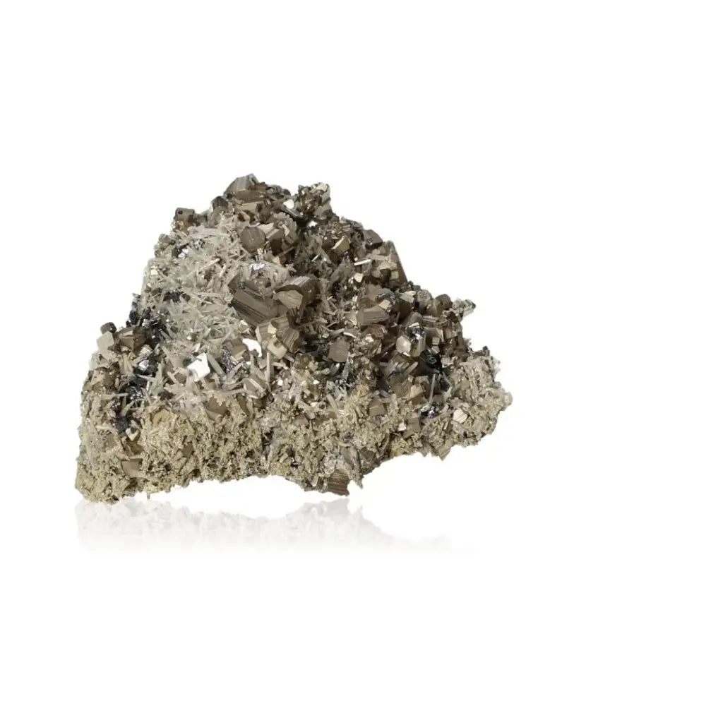 Premium Pyrite with Quartz and Sphalerite gemstone from Sylvia Crystals, showcasing luxury and nature's artistry.