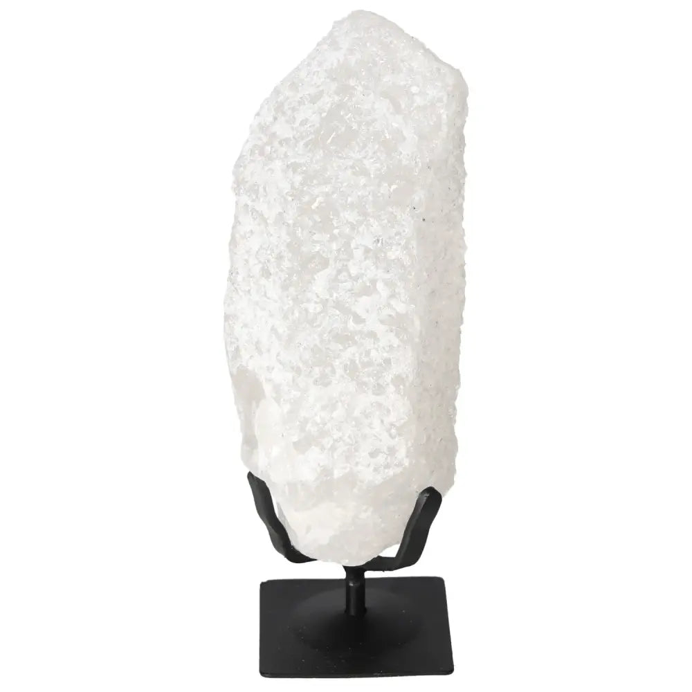 Quartz Crystal Bubble on display stand, showcasing its textured surface and natural elegance, ideal for energetic and holistic use.