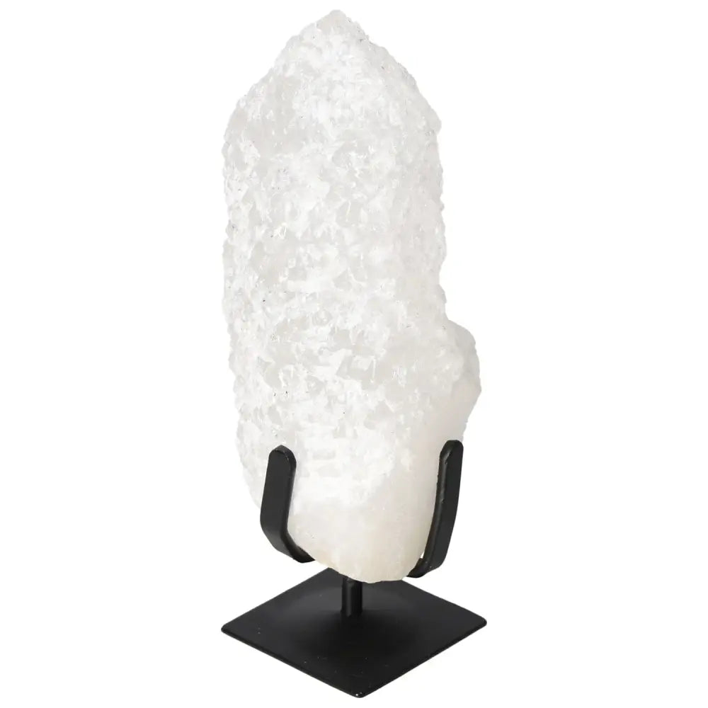 Quartz Crystal Bubble on stand from Sylvia Crystals, enhancing spaces with transformative energy and vibrant hues for chakra alignment.