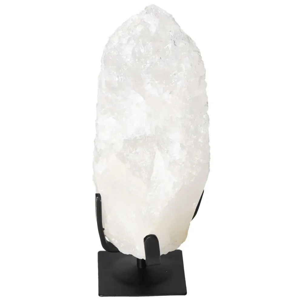 Quartz Crystal Bubble on a black stand, handpicked by Sylvia Crystals for its transformative energy and vibrant hues.