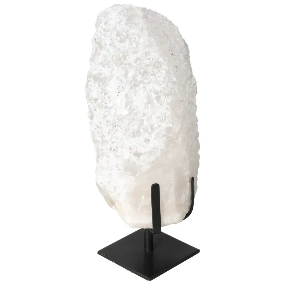 Quartz Crystal Bubble on a stand, showcasing its sparkling texture and luxury appeal for home décor and spiritual growth.