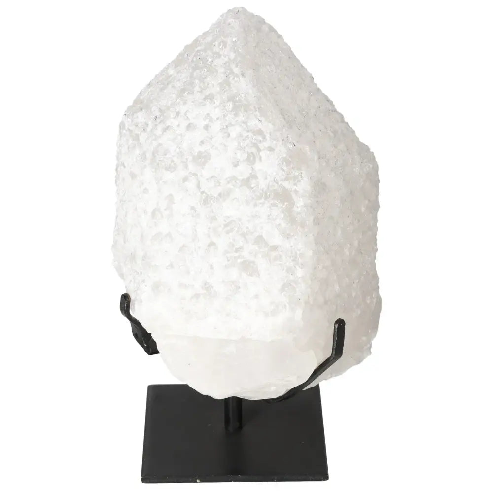 Quartz Crystal Bubble on stand from Sylvia Crystals, revealing stunning multifaceted structure and vibrant energetic properties.