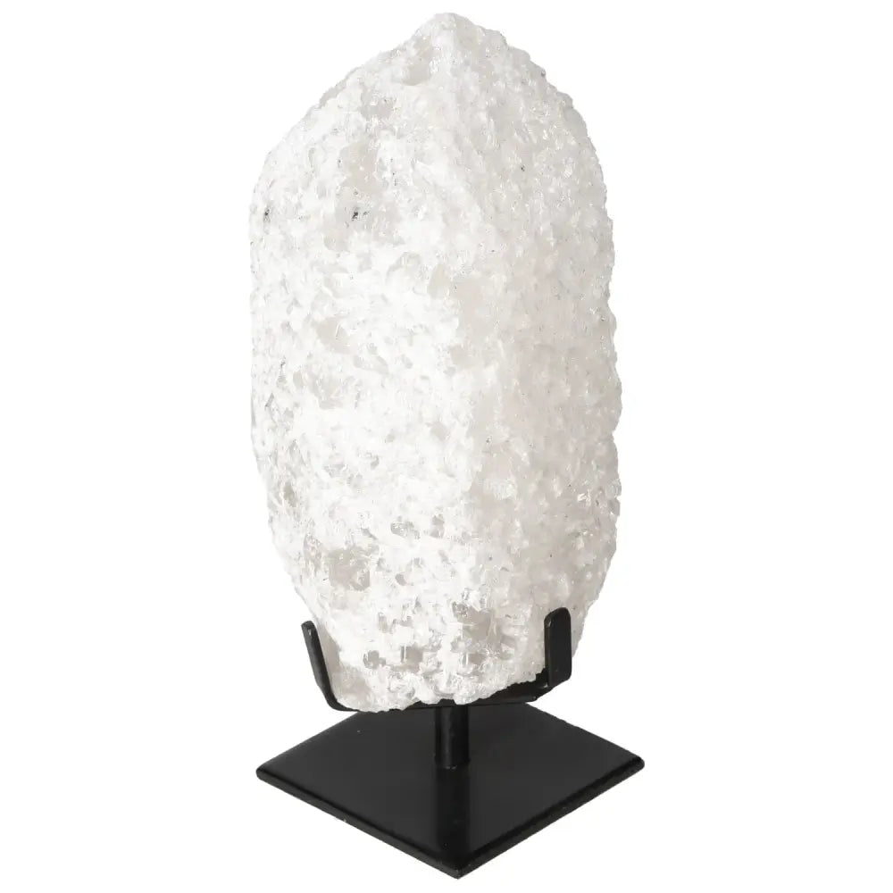 Quartz Crystal Bubble on a black stand, showcasing its clarity and artisanal craftsmanship from Sylvia Crystals.