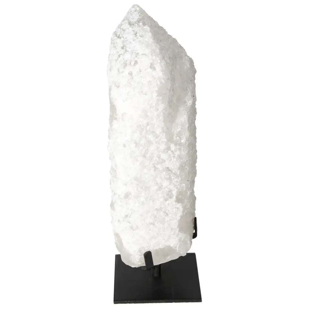 Quartz Crystal Bubble on display stand, embodying luxury and spiritual power, perfect for harmonizing mind, body, and spirit.