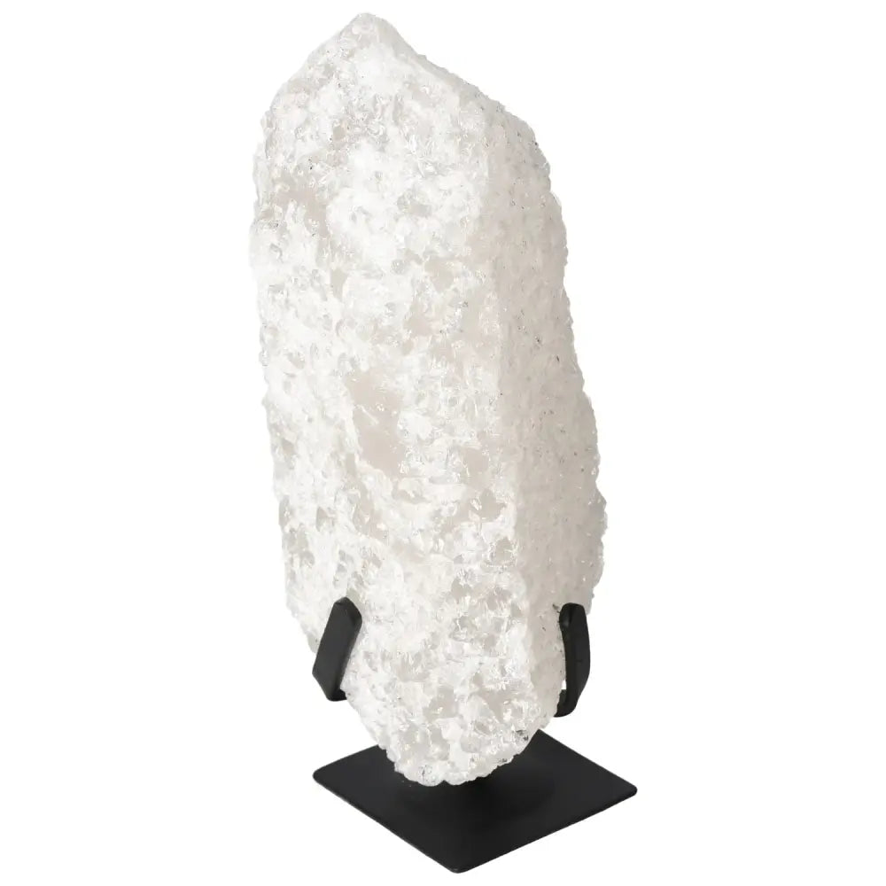 Quartz Crystal Bubble by Sylvia Crystals with stand showcasing elegant design and spiritual harmony.