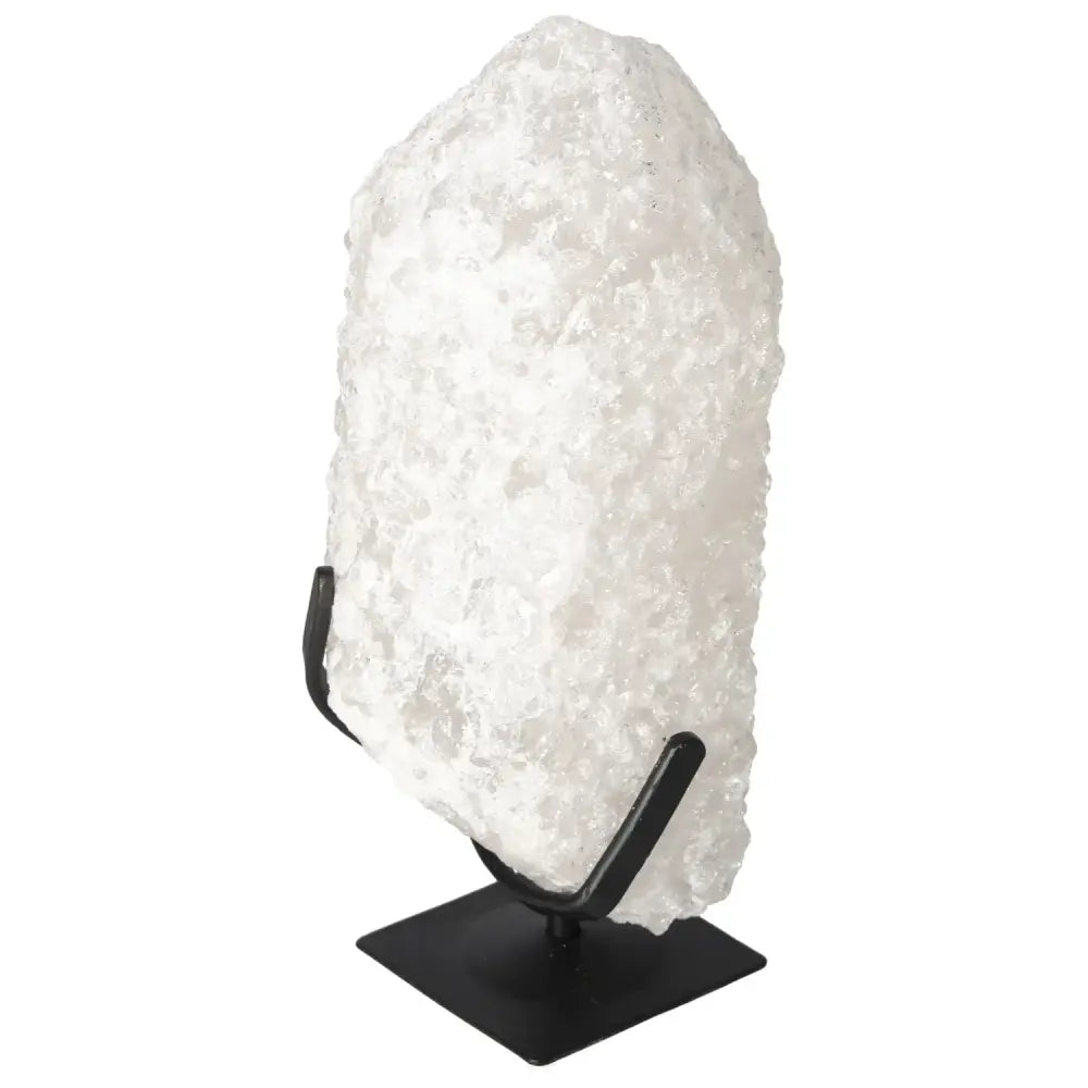 Quartz Crystal Bubble by Sylvia Crystals on display stand, showcasing its spiritual elegance and luxury. Perfect for tranquility and harmony.