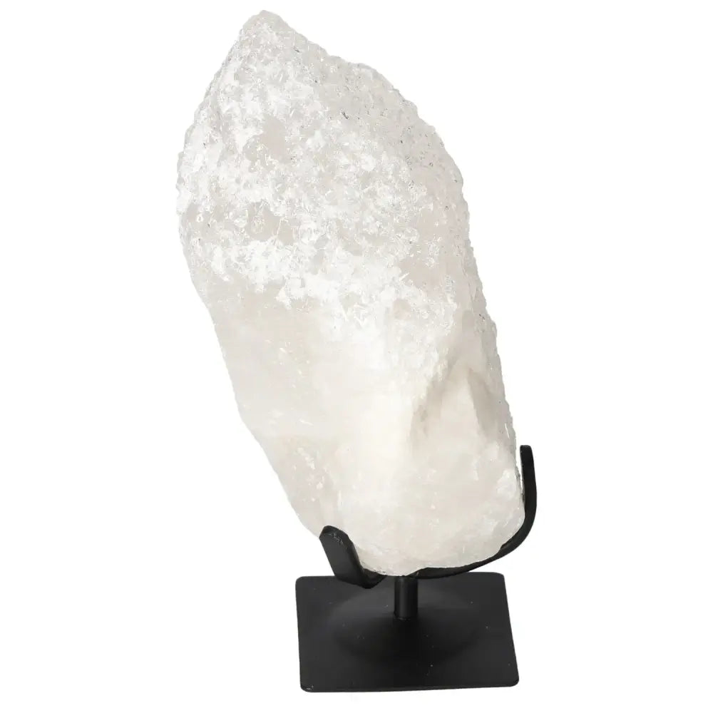Quartz Crystal Bubble on a black stand, highlighting its radiant clarity and spiritual elegance by Sylvia Crystals.