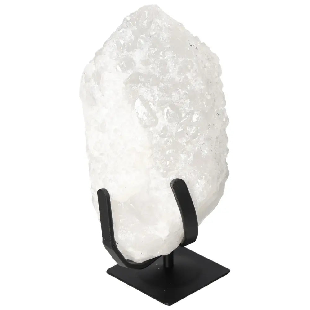 Quartz Crystal Bubble from Sylvia Crystals on stand, showcasing its enchanting hues and transformative spiritual properties.