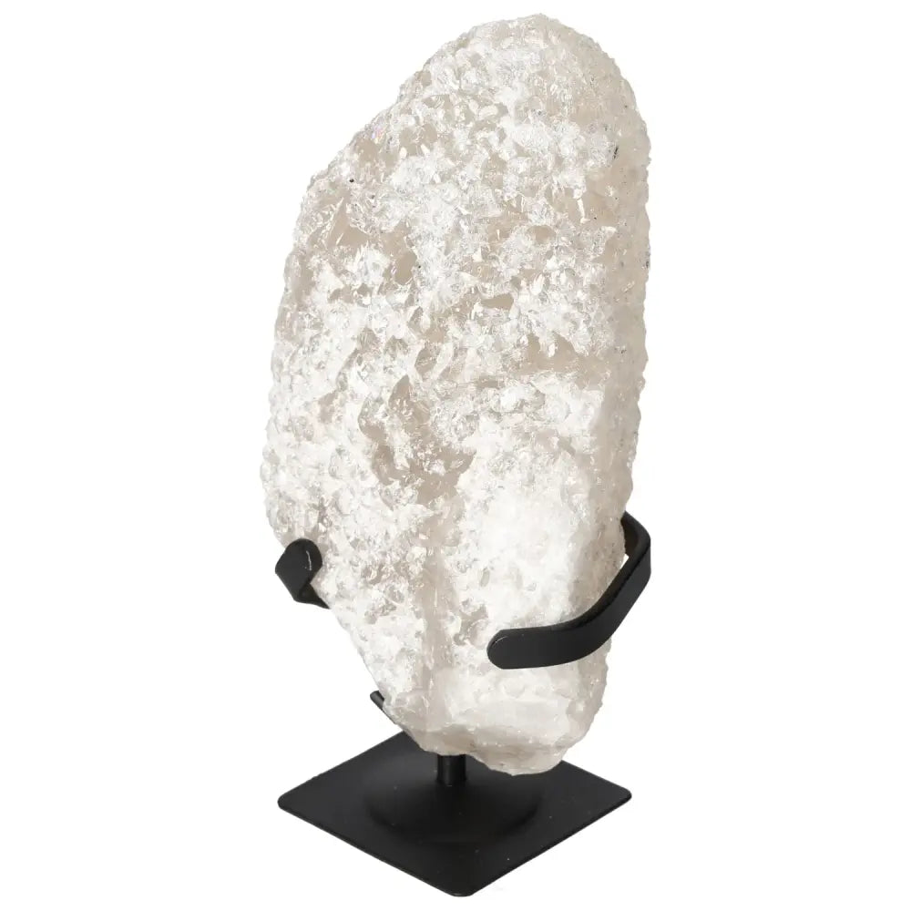 Quartz Crystal Bubble from Sylvia Crystals on stand, showcasing premium handpicked gemstone for chakra alignment and spiritual harmony.