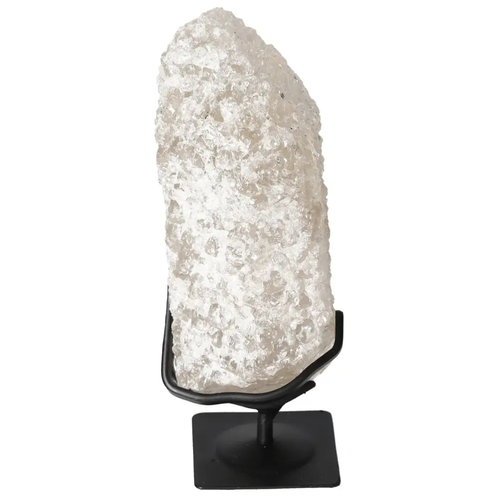 Elegant Sylvia Crystals Quartz Crystal Bubble on stand, showcasing its natural sparkle and unique texture.