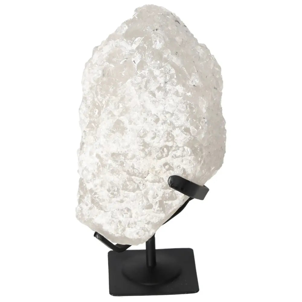 Quartz Crystal Bubble on display stand, premium luxury crystal by Sylvia Crystals, known for clarity and spiritual resonance.