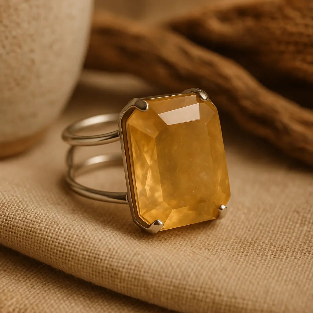 Quartz Faceted Arc And Wire Ring (Silver) Sylvia Crystals Sp. z o.o.