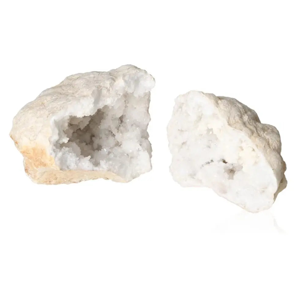 Quartz geode displaying rugged exterior and sparkling white crystals, weighing 1200-2000g, perfect for home decor and energy transformation.