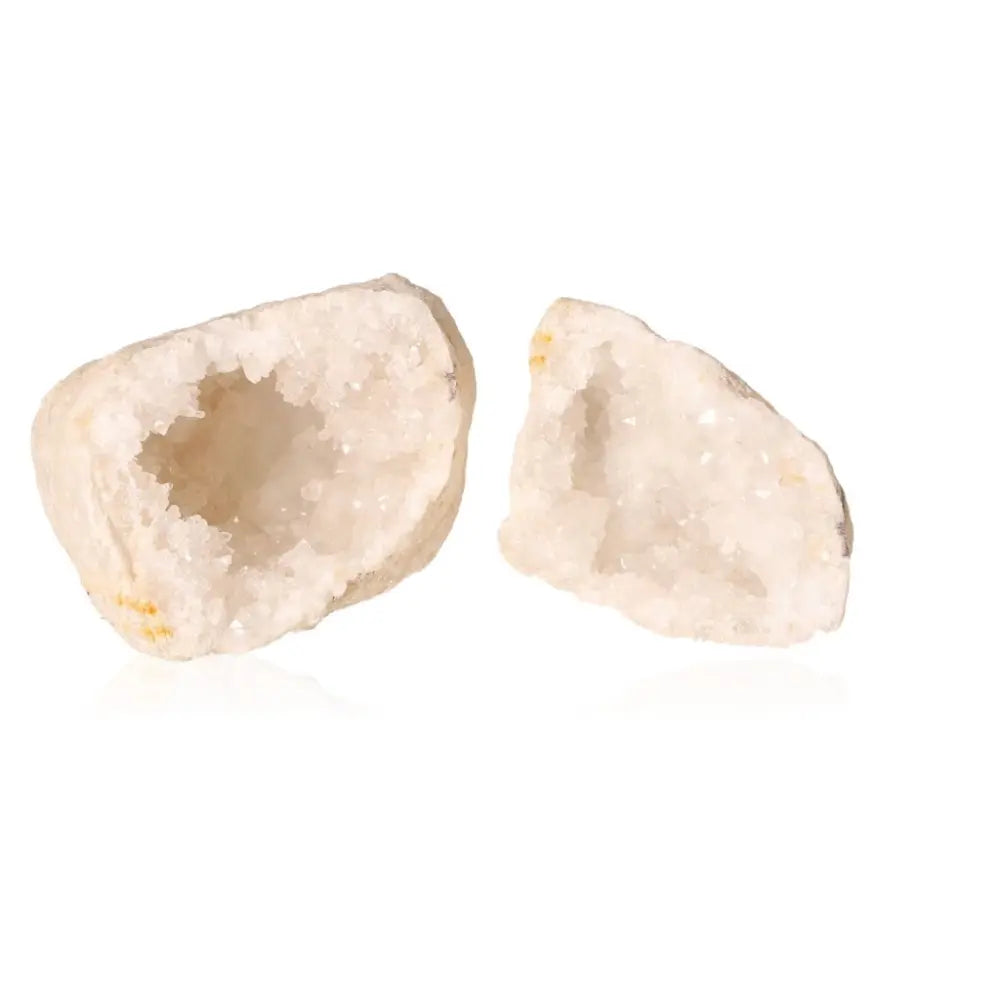 Quartz geode with sparkling white crystals, showcasing a natural rugged shell, weighing 400-600g, ideal for amplifying energy.