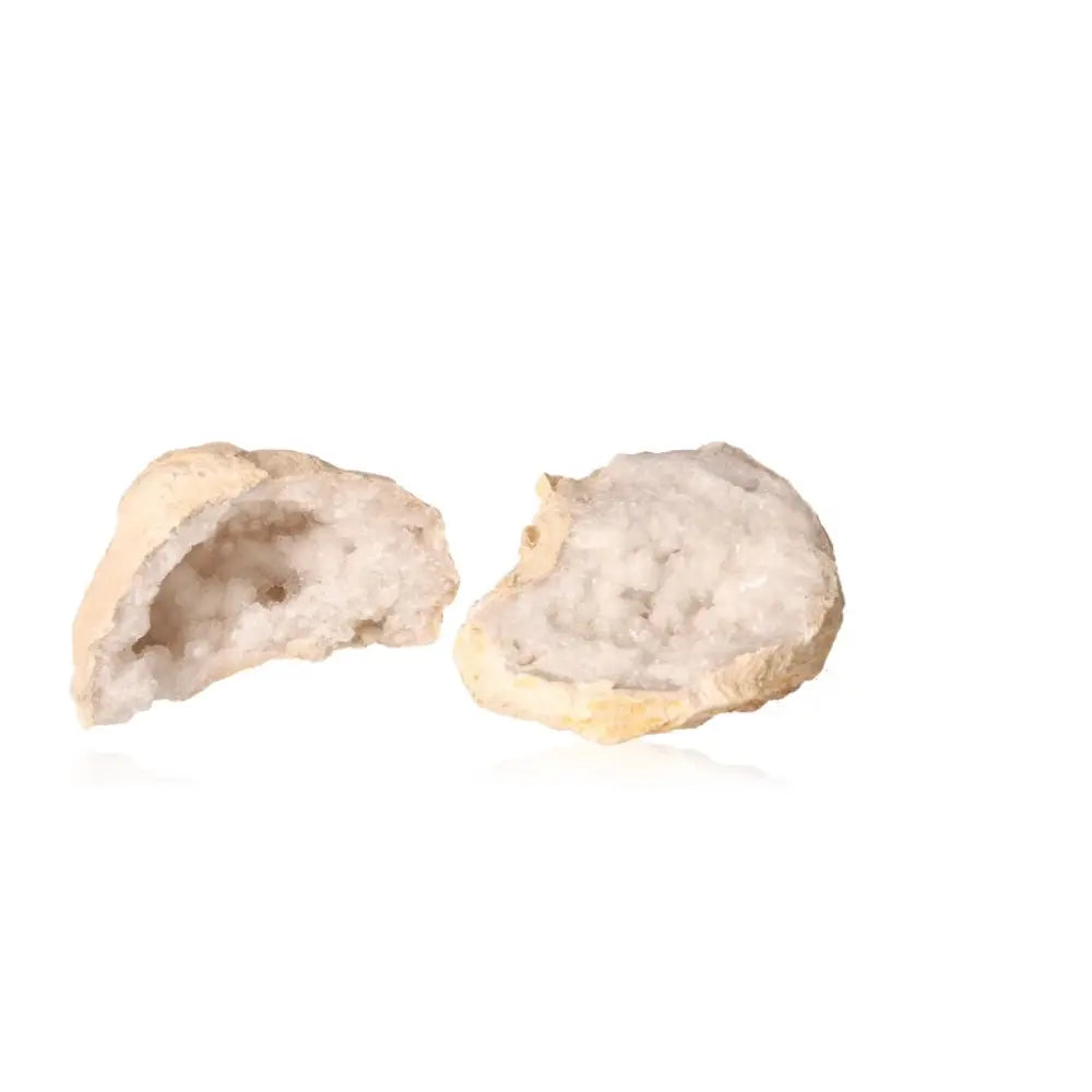 Quartz Geode (700-900g) showcasing sparkling cloudy white crystals within its rugged earthy shell, perfect for spiritual enhancement.