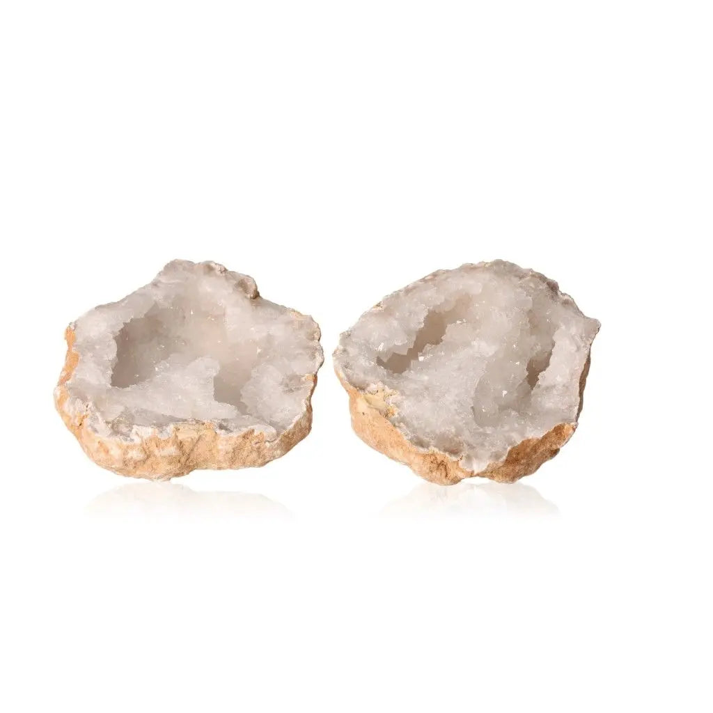 Quartz Geode 700-900g showcasing cloudy white crystals and rugged exterior, a natural wonder radiating energy and allure.