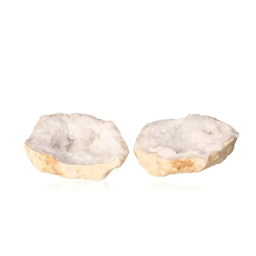 Quartz geode with sparkling white crystals, showcasing natural beauty and energy purifying properties, weight range between 900-1200g.