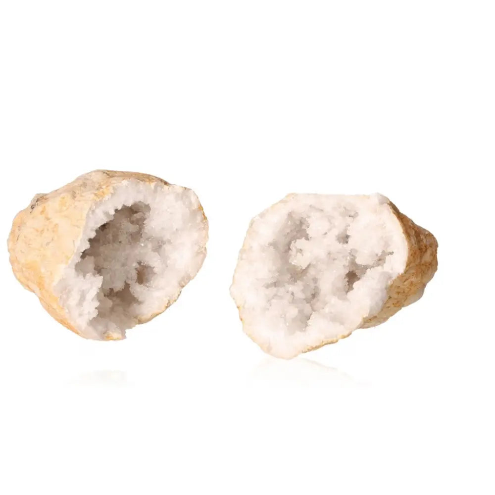 Quartz Geode showcasing open clusters of white crystals, weighing 900-1200g; perfect for decor and tranquility.