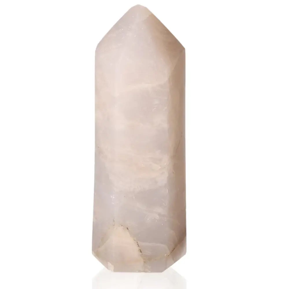 Quartz Tower crystal with natural striations, perfect for ambient decor and serenity. Glass-like transparency enhances room ambiance.