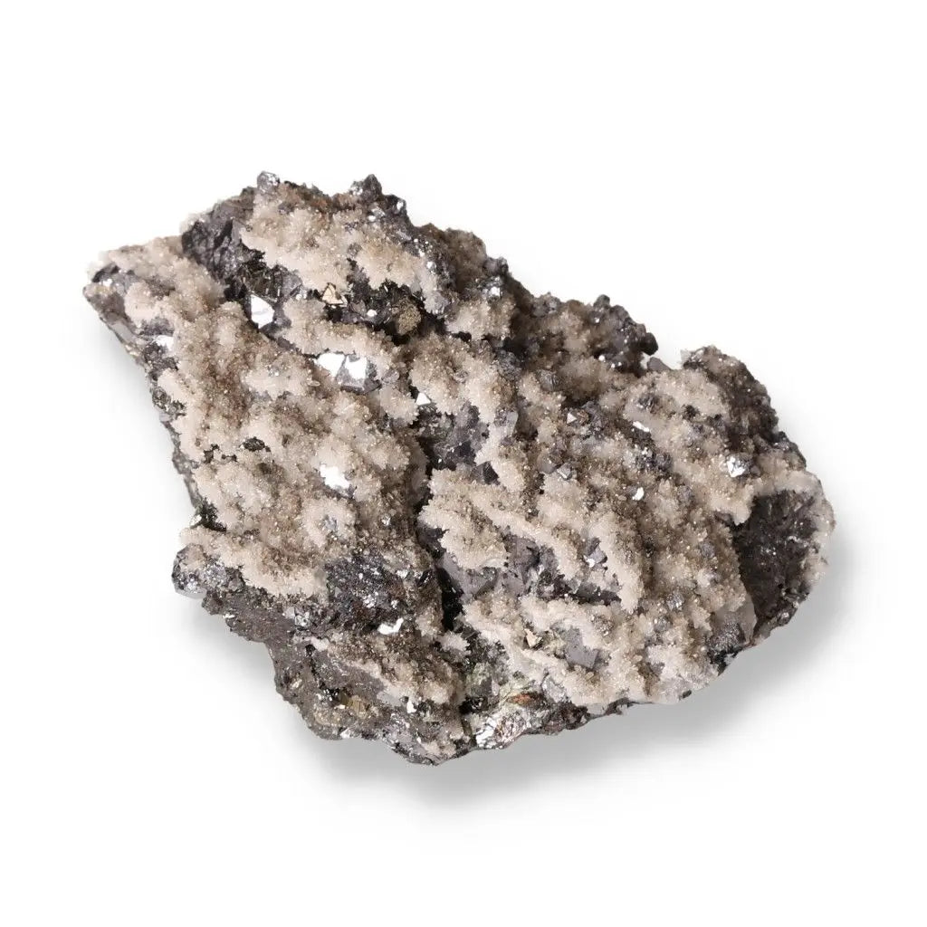 Quartz with Galena mineral specimen showcasing mystical allure and energetic harmony.