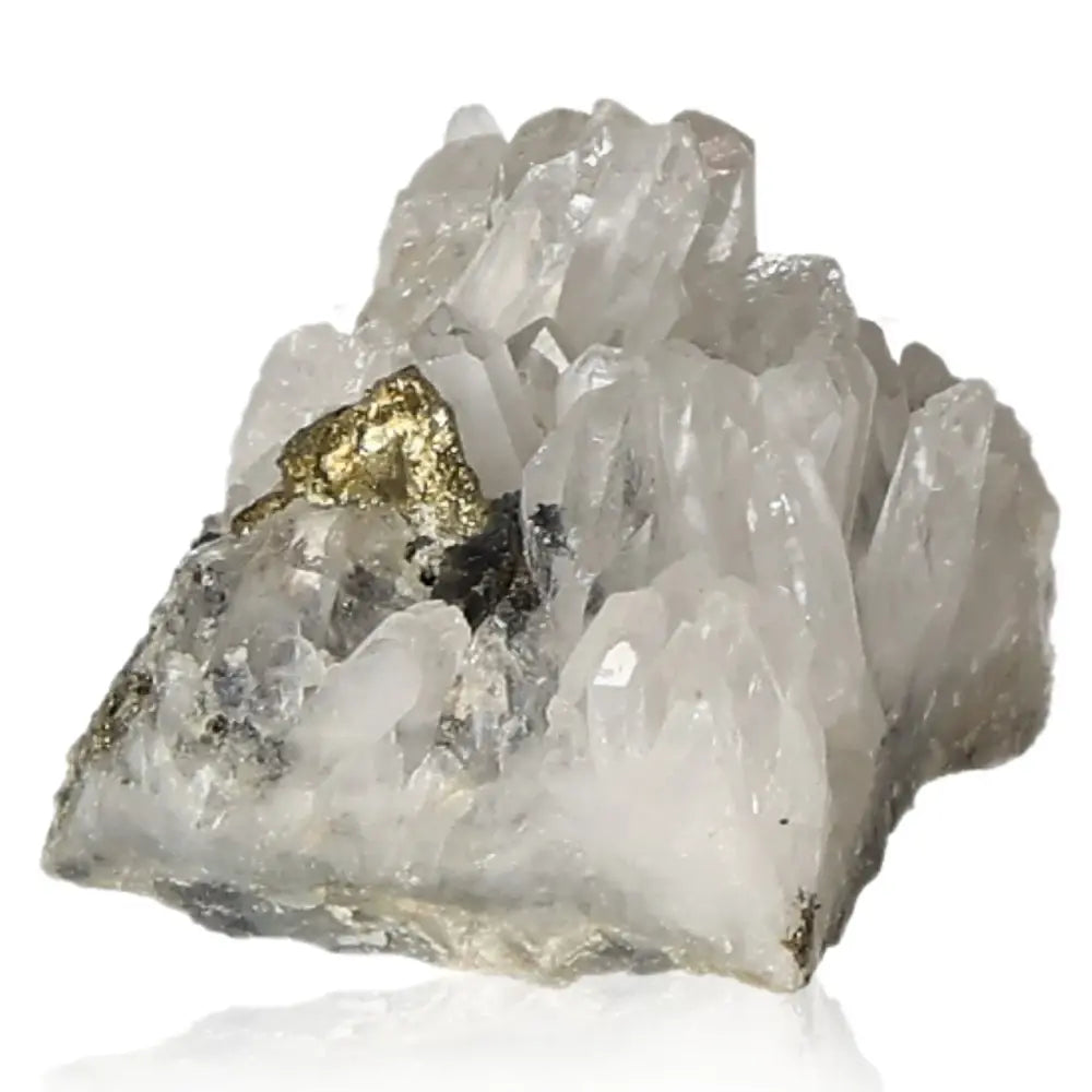 Quartz with Sphalerite and Chalcopyrite crystal from Sylvia Crystals, showcasing its natural beauty and spiritual vitality.