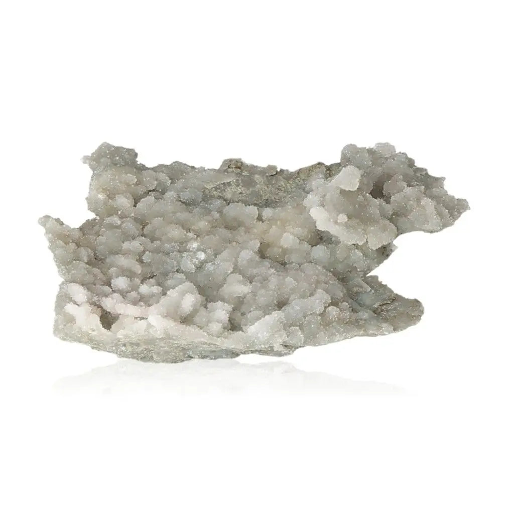 White quartz crystal with textured surface, ideal for meditative and decorative purposes.