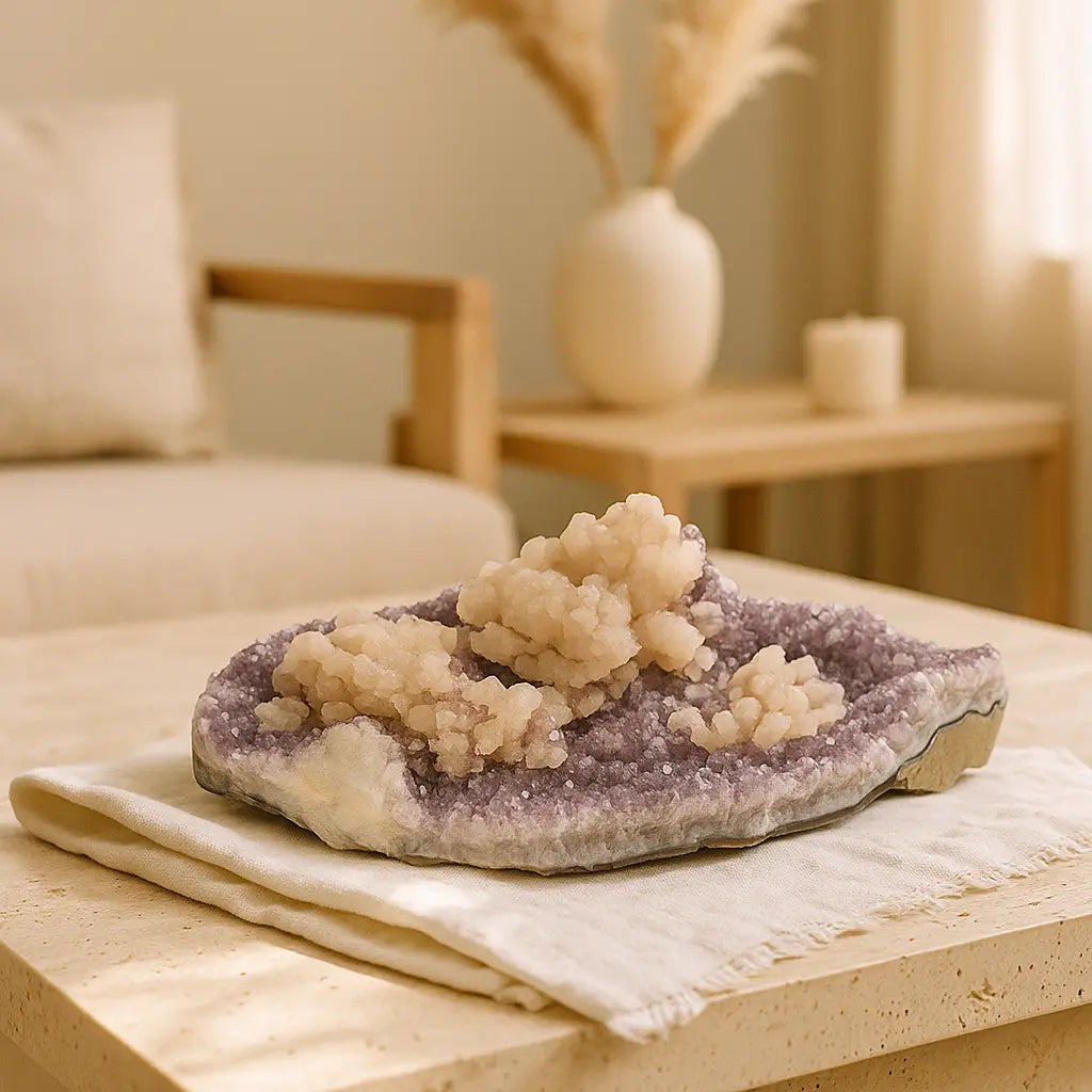 Rare Amethyst Cluster with Calcite Sylvia Crystals Sp. z o.o.