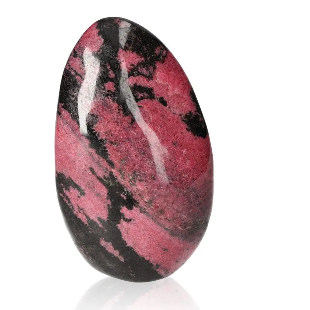 Vibrant Rhodonite free form crystal for healing and spiritual growth, showcasing unique patterns and radiant color.