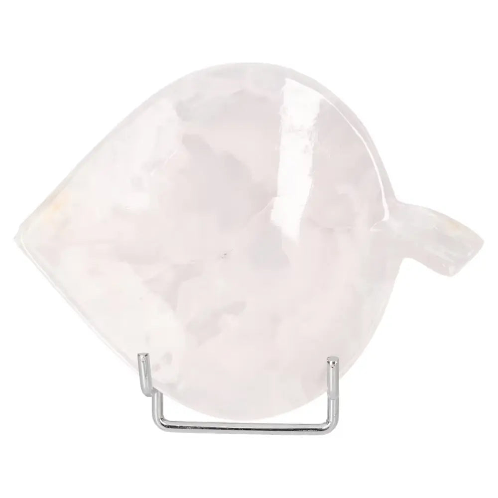 Rose Onyx Platter with polished surface, showcasing unique rose-hued onyx variations and elegant craftsmanship on a display stand.