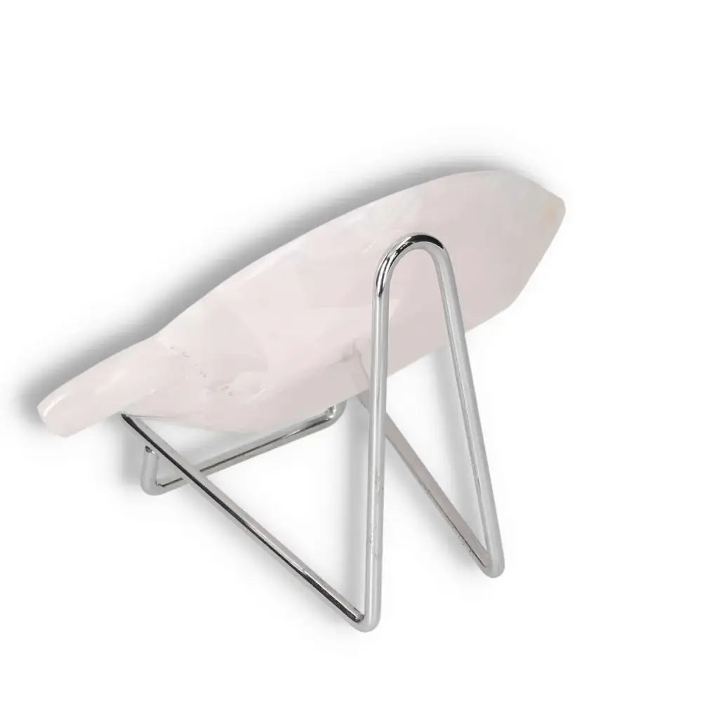 Rose Onyx Platter with Stand, showcasing elegant rose-hued onyx with unique veining on a polished surface, perfect for home decor.