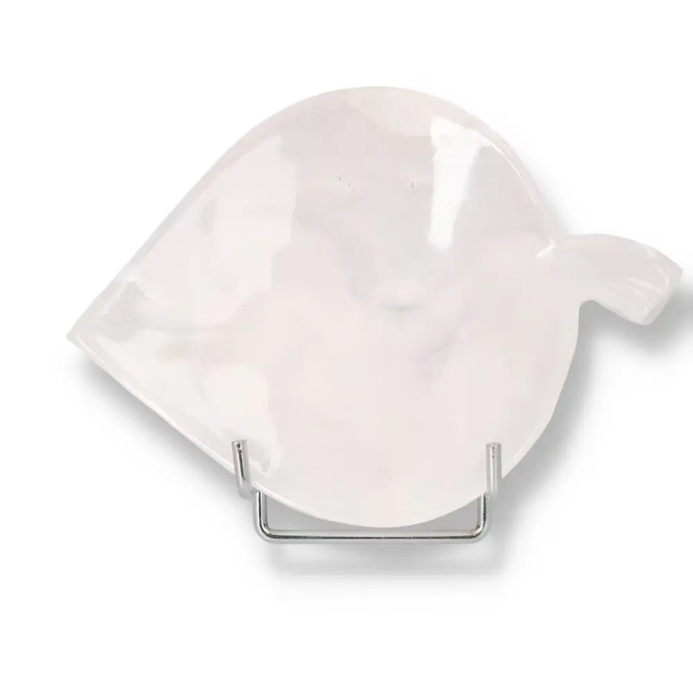 Rose Onyx Platter on display stand, symbolizing empowerment and self-discipline through its elegant, semi-translucent stone design.