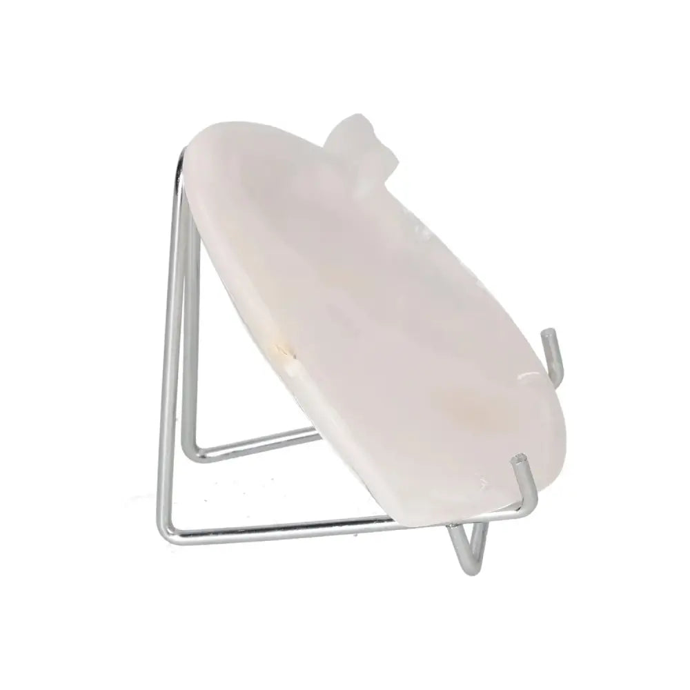 Rose Onyx Platter in soft hues displayed on a stand showcasing its elegance and unique veining.