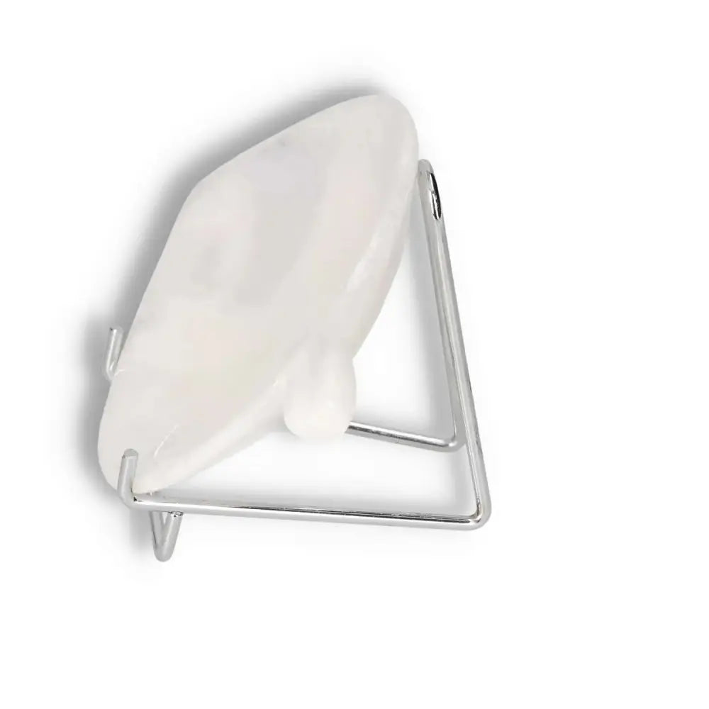 Elegant rose onyx platter with unique veining, displayed on a metal stand. Ideal for enhancing any tablescape with natural charm.