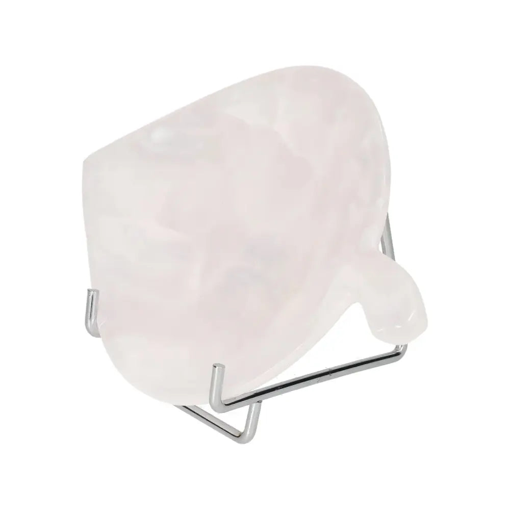 Rose Onyx Platter on a stand, showcasing unique variations in rose hues and veining, with a smooth, polished surface, perfect for decor.