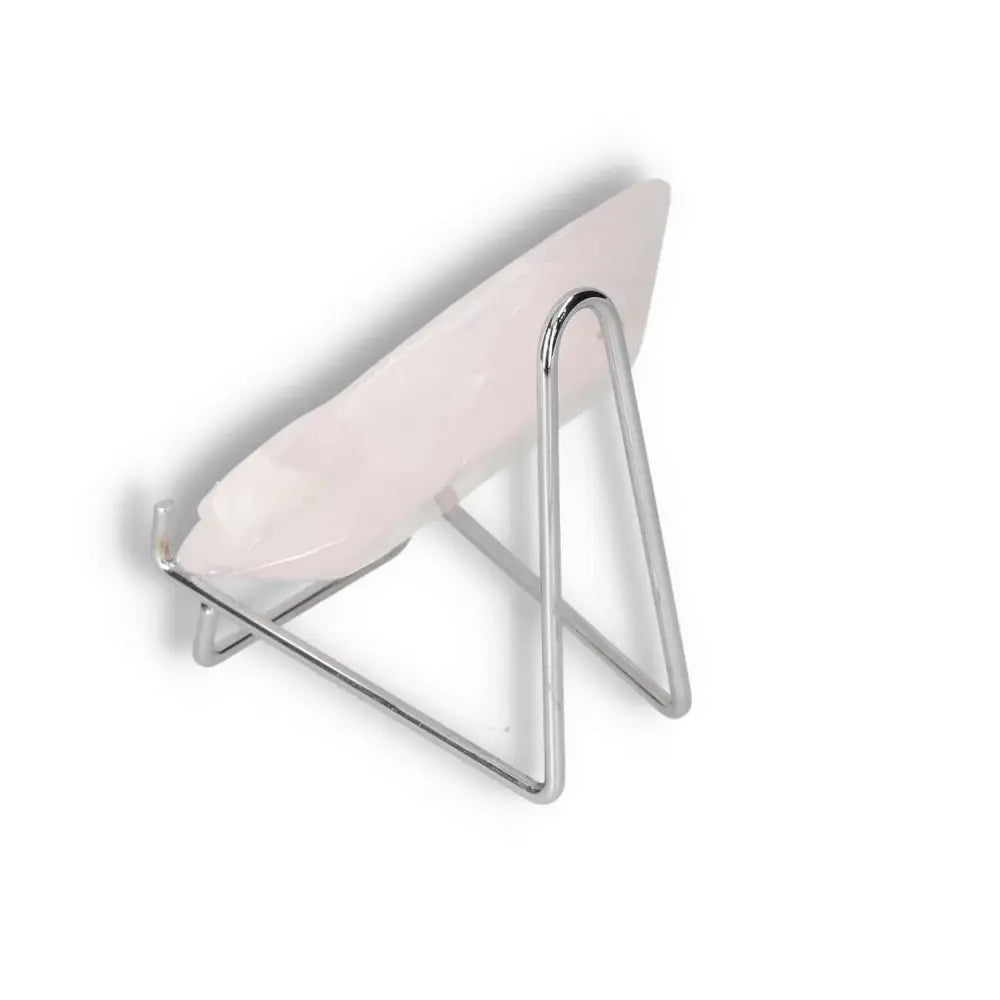 Rose Onyx Platter on a silver metal stand showcasing its unique veining and polished surface, perfect for elegant table settings.