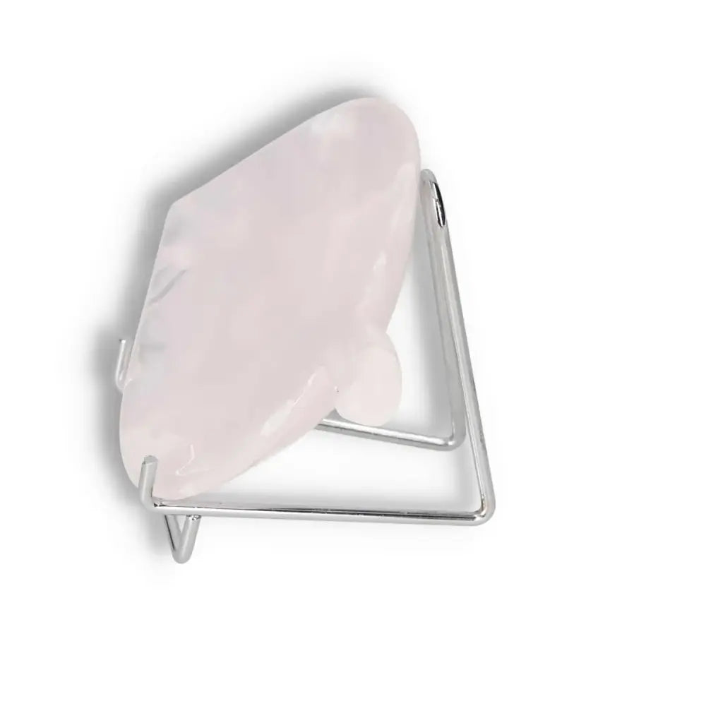 Rose Onyx small platter on metal stand, showcasing elegant rose-hued onyx with unique color and veining variations - perfect for decor.