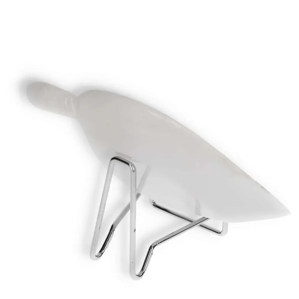 Rose onyx platter on a metal stand, showcasing its polished surface and unique veining, ideal for elegant table presentations.