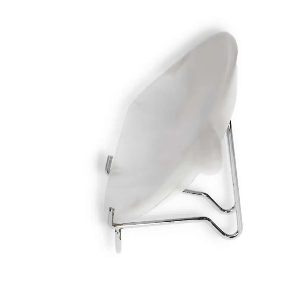 Side view of a rose onyx platter displayed on a metal stand, showcasing its elegant polished surface and unique natural veining.