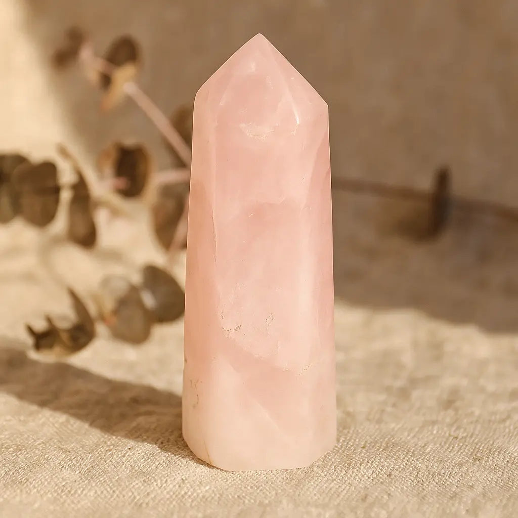 Rose Quartz Obelisk Sylvia Crystals Sp. z o.o.