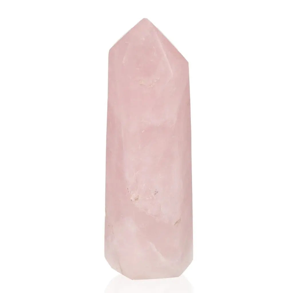 Rose Quartz Obelisk symbolizing love, healing, and emotional balance, made from 100% natural ethically sourced stone.