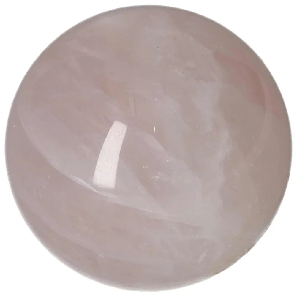 Rose Quartz Sphere, 7 cm diameter, polished crystal ball with soft pink hue, perfect for home decor or spiritual energy practices.