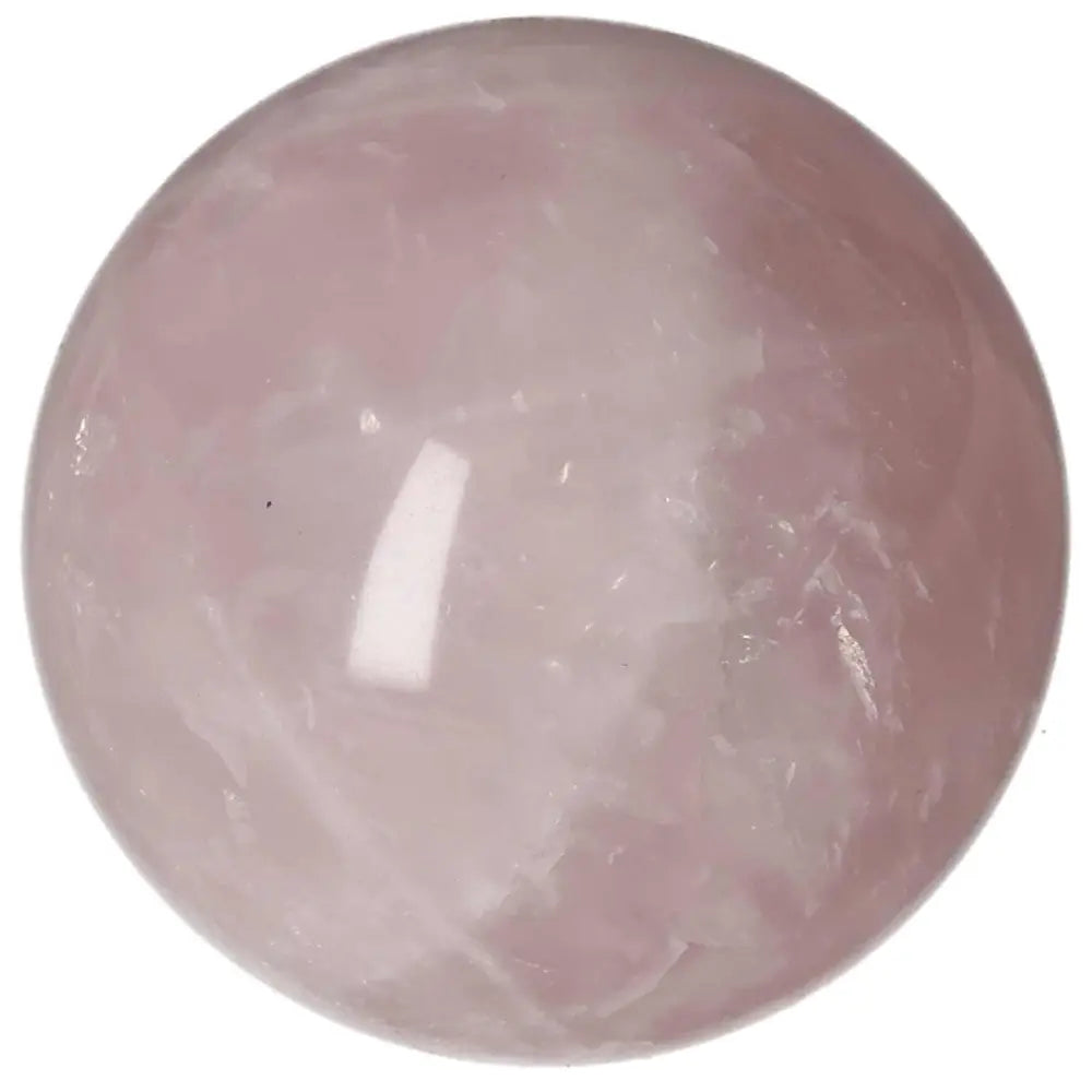 Glossy rose quartz sphere with soft pink hues, measuring 7.5 cm, ideal for crystal collectors and home decor enthusiasts.
