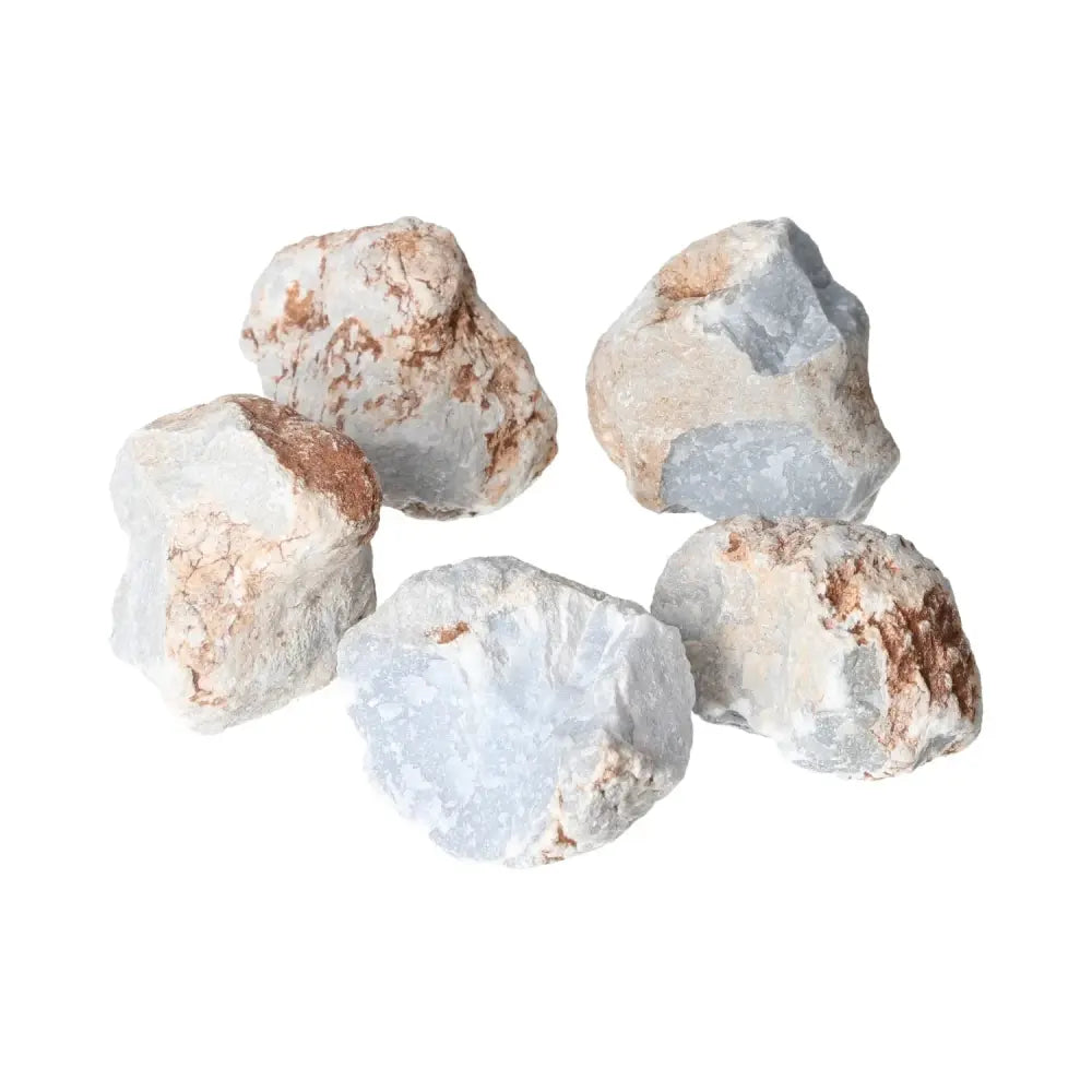 Rough Angelite S stones from Sylvia Crystals, promoting tranquility, compassion, and connection with the angelic realm.